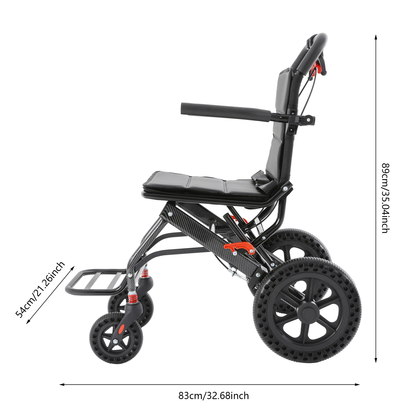 Medical Super Light Foldable Wheeled Transport Chair with Carry Bag 100KG