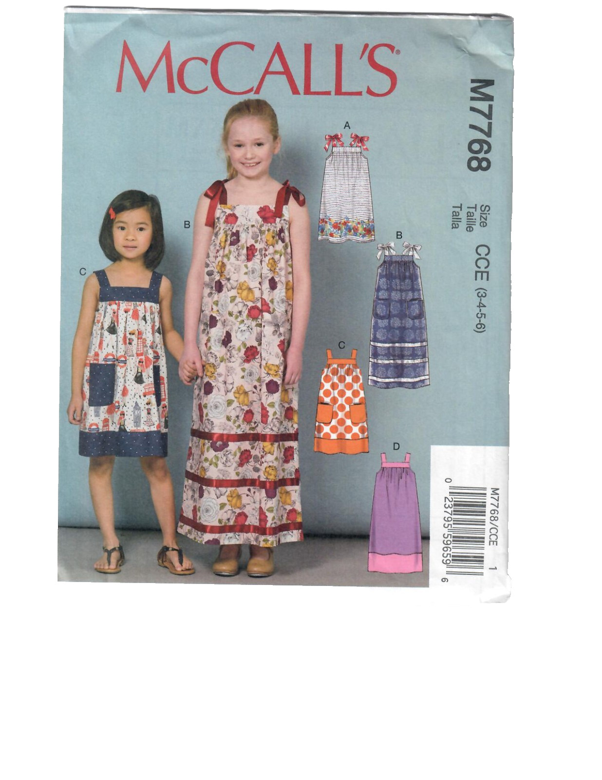 McCall’s M7768 Sewing Pattern Child/Girls Pullover Dresses Length Variations 3-6 McCall’s M7768 Sewing Pattern Child/Girls Pullover Dresses Length Variations 3-6