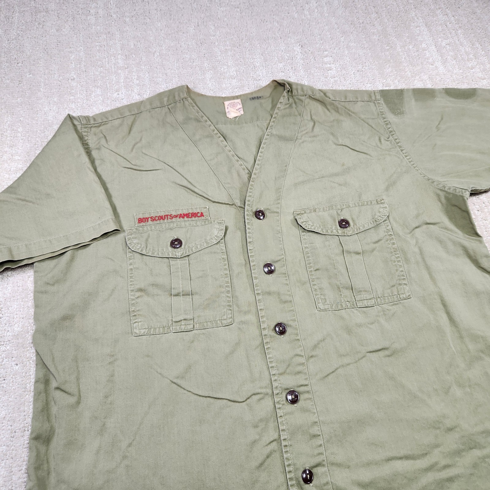 Vintage 50s Boy Scouts Shirt Fits Men Large Selvedge Gussett Sanforized Cotton