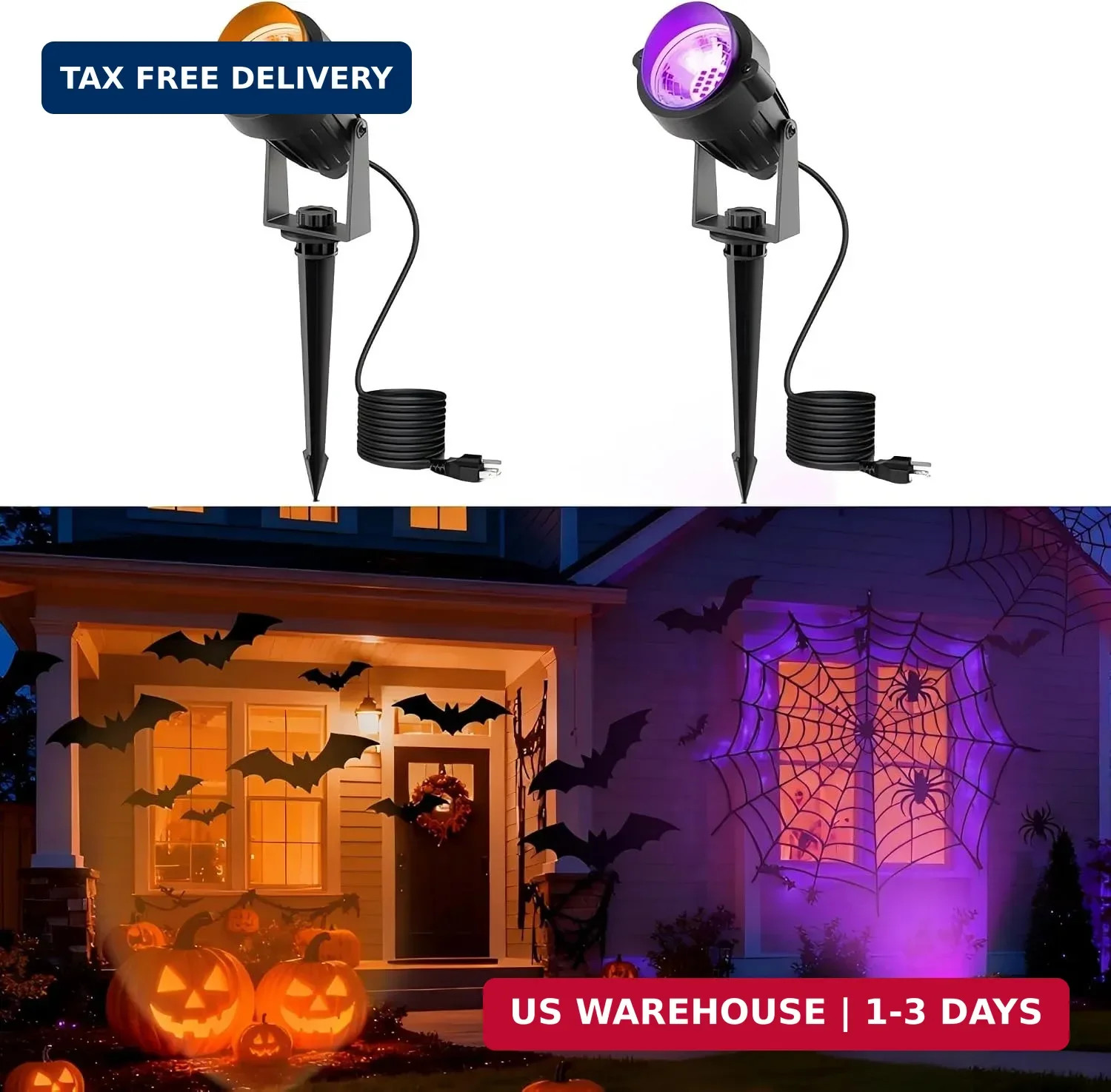 L LOHAS LED Orange and Purple Halloween Outdoor Spotlight 5W 2 Pack L LOHAS LED Orange and Purple Halloween Outdoor Spotlight 5W 2 Pack