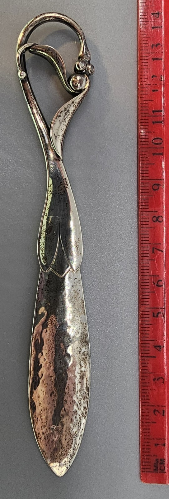 Antique Georg Jensen Sterling Silver Letter Opener Ornamental Pea Pod No 122
