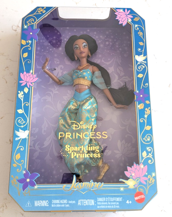 Mattel Disney Princess Sparkling Princess Jasmine Alladin Fashion Doll New