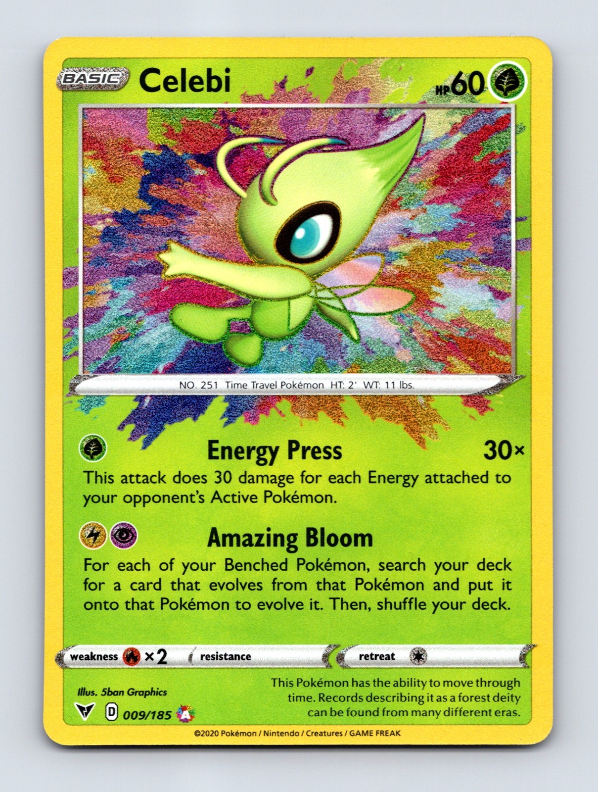 Celebi Holo Amazing Rare SWSH04: Vivid Voltage 009/185 NM