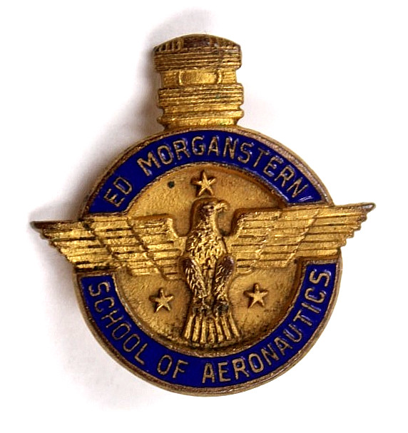 Vintage Ed Morgenstern School of Aeronautics Enamel Lapel Pin Aviation Rare