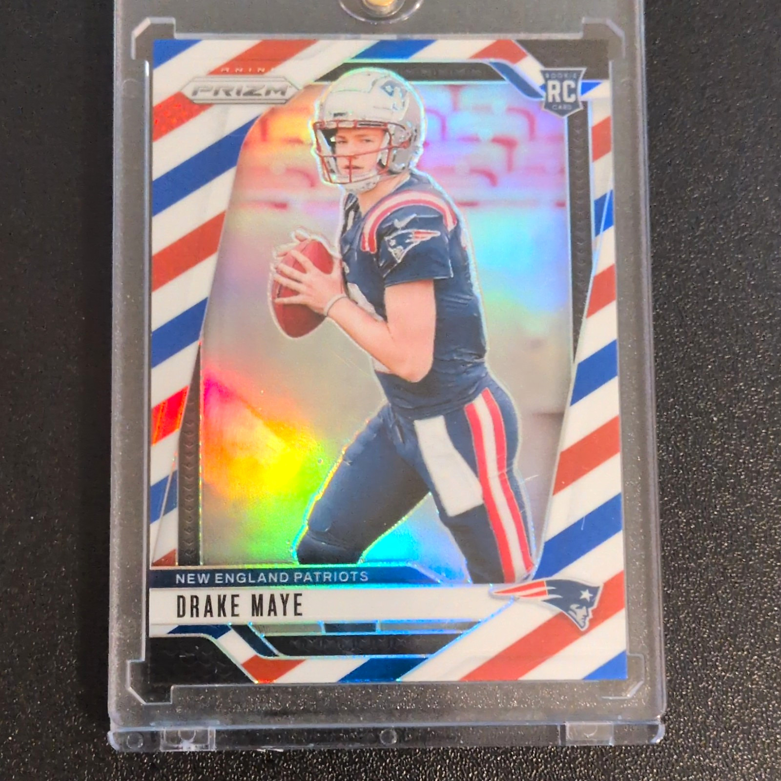 Panini 2024 Prizm Football Drake Maye Rookie red white and blue prizm SP Panini 2024 Prizm Football Drake Maye Rookie red white and blue prizm SP
