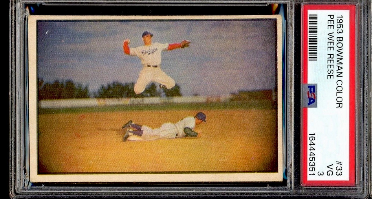 Iconic PSA 3 1953 Bowman Color #33 Pee Wee Reese Brooklyn Dodgers WELL CENTERED