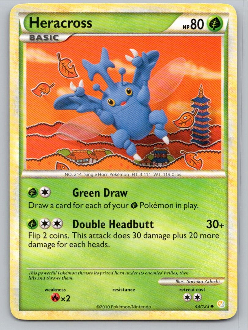 2010 POKEMON HERACROSS HEARTGOLD & SOULSILVER 43/123 UC NM A78463 FREE S&H