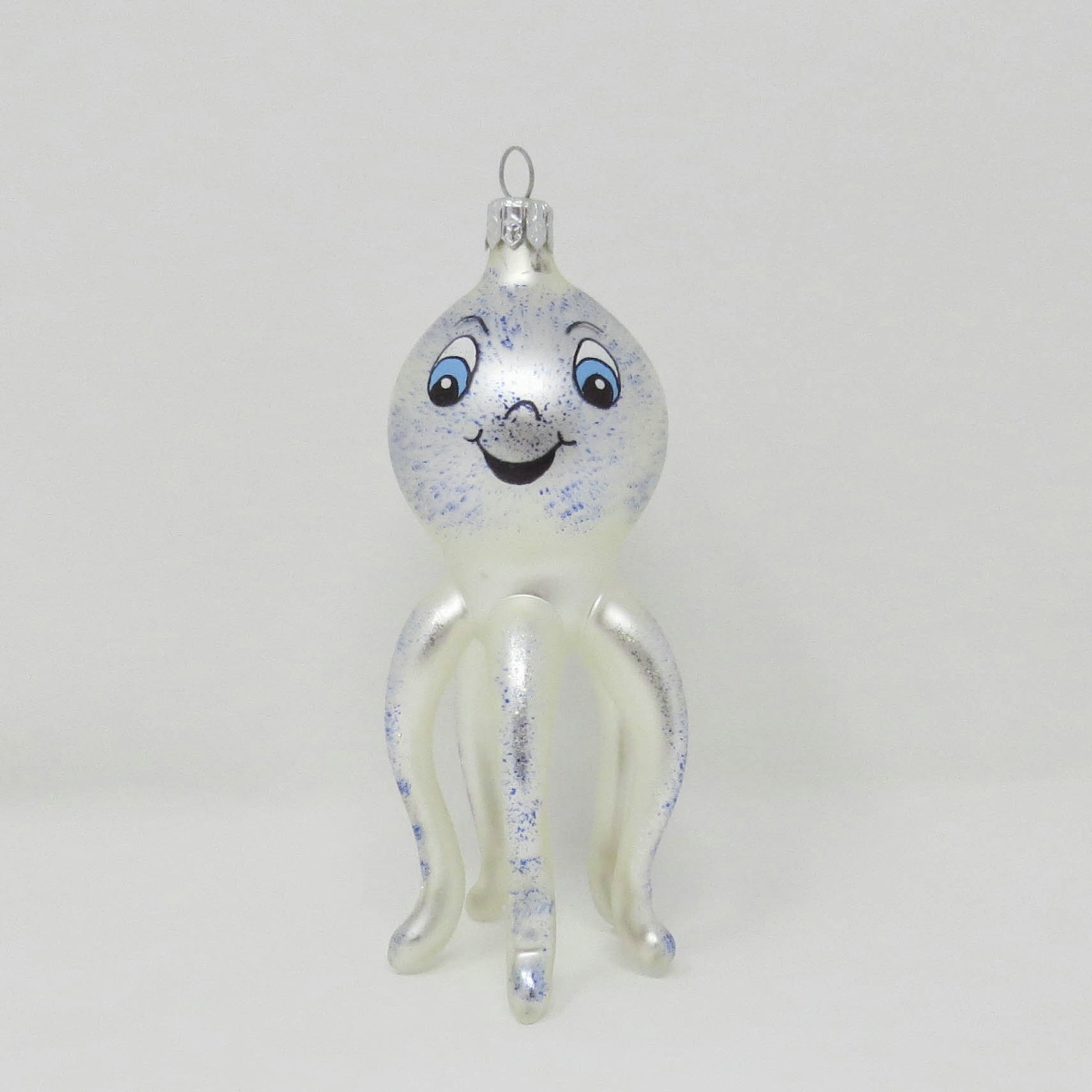 Vintage Hand Blown Glass Octopus Christams Ornament ~ Poland ~ 5-1/4\