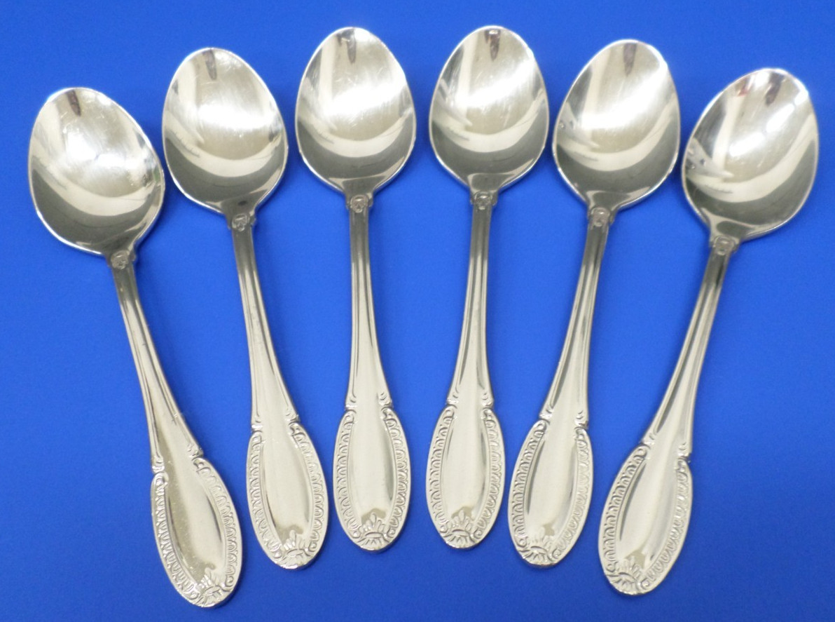6 - Wallace VENETIAN Dot Tip Glossy 18/10 Stainless Flatware 6 1/4\ 6 - Wallace VENETIAN Dot Tip Glossy 18/10 Stainless Flatware 6 1/4\