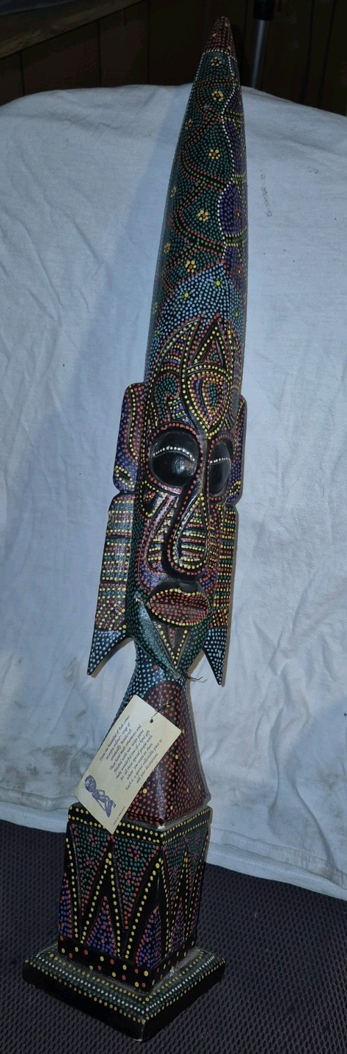 OOAK Original Handcrafted Bali 30in Dot Painting Decor Ornament/Statue.