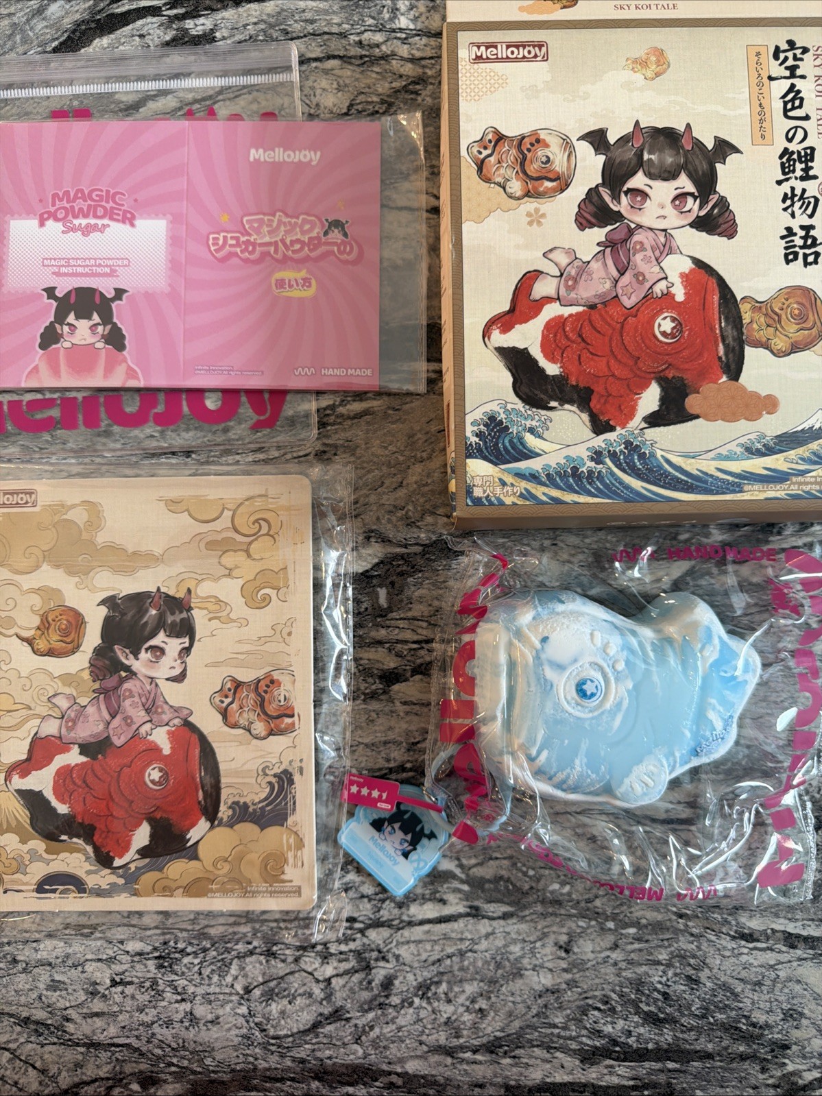Rare New Mellojoy  Japan Blue Taiyaki Squishy Toy With Magic Powder Key Chain