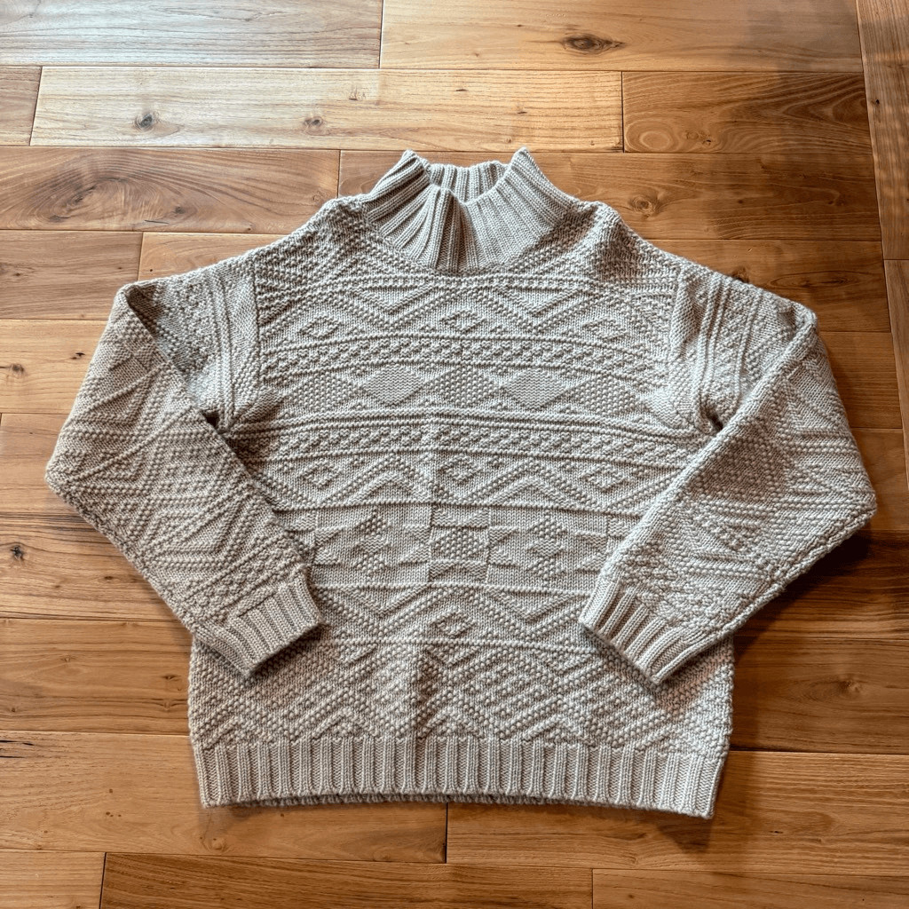 Vintage C.C. Filson Wool Sweater Men’s Fair Isle Nordic Cable Knit Mock Neck XL