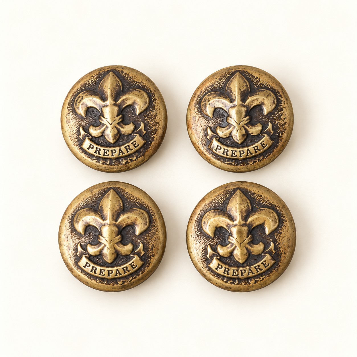 Vintage Boy Scouts BSA Uniform Buttons Set of 4 Brass Fleur de Lis Prepare