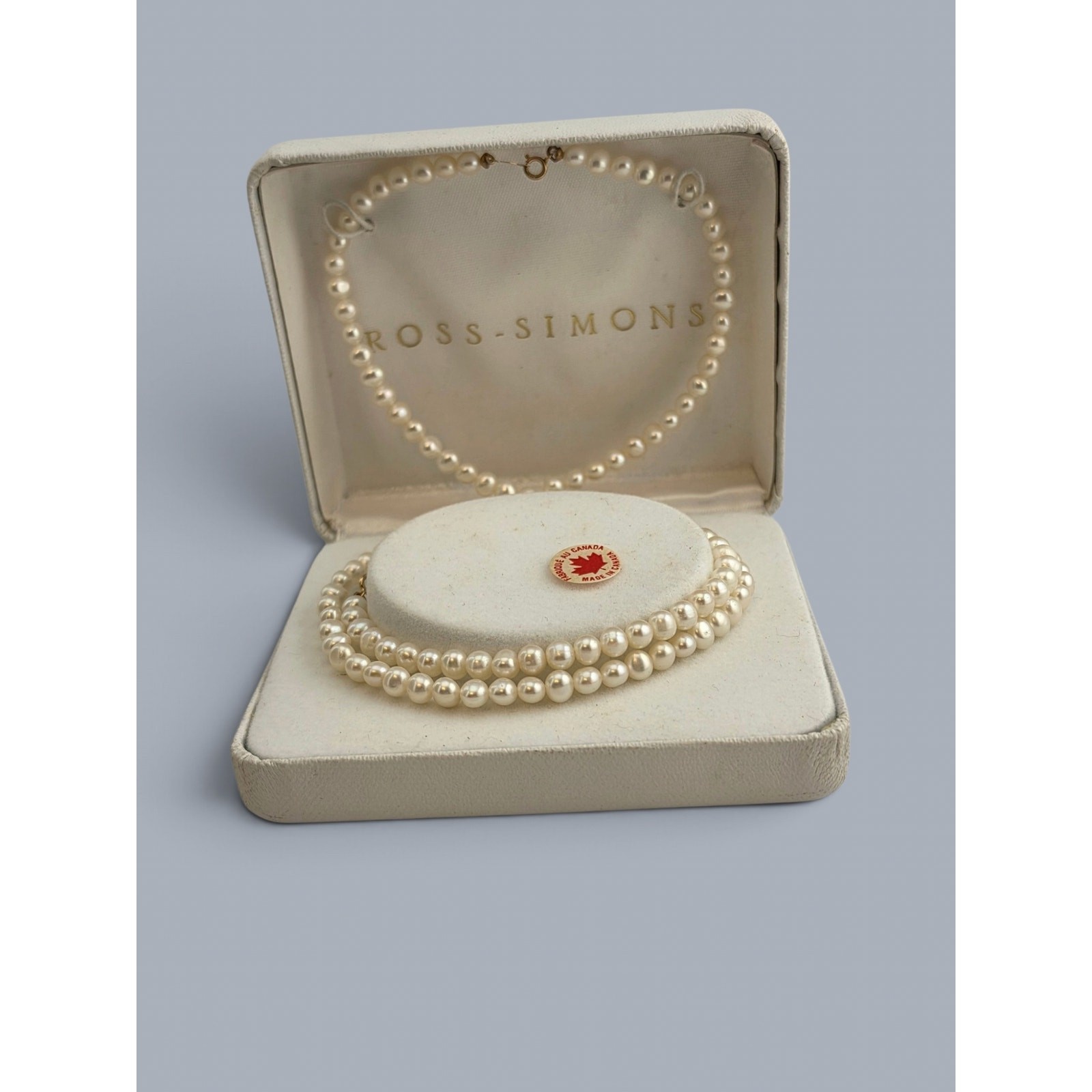 Vintage Ross-Simons Cultured Pearl Necklace Bracelet Set 14K Gold NOS Box