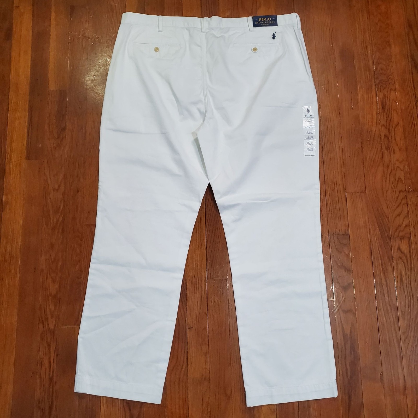 Polo Ralph Lauren Pants Mens 42x32 White Polo Chino Classic Fit Straight Leg