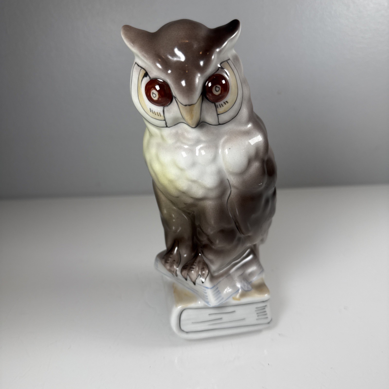 Vintage Owl Figurine Stamped Halloween Bird Nature Library Office Decor 7”
