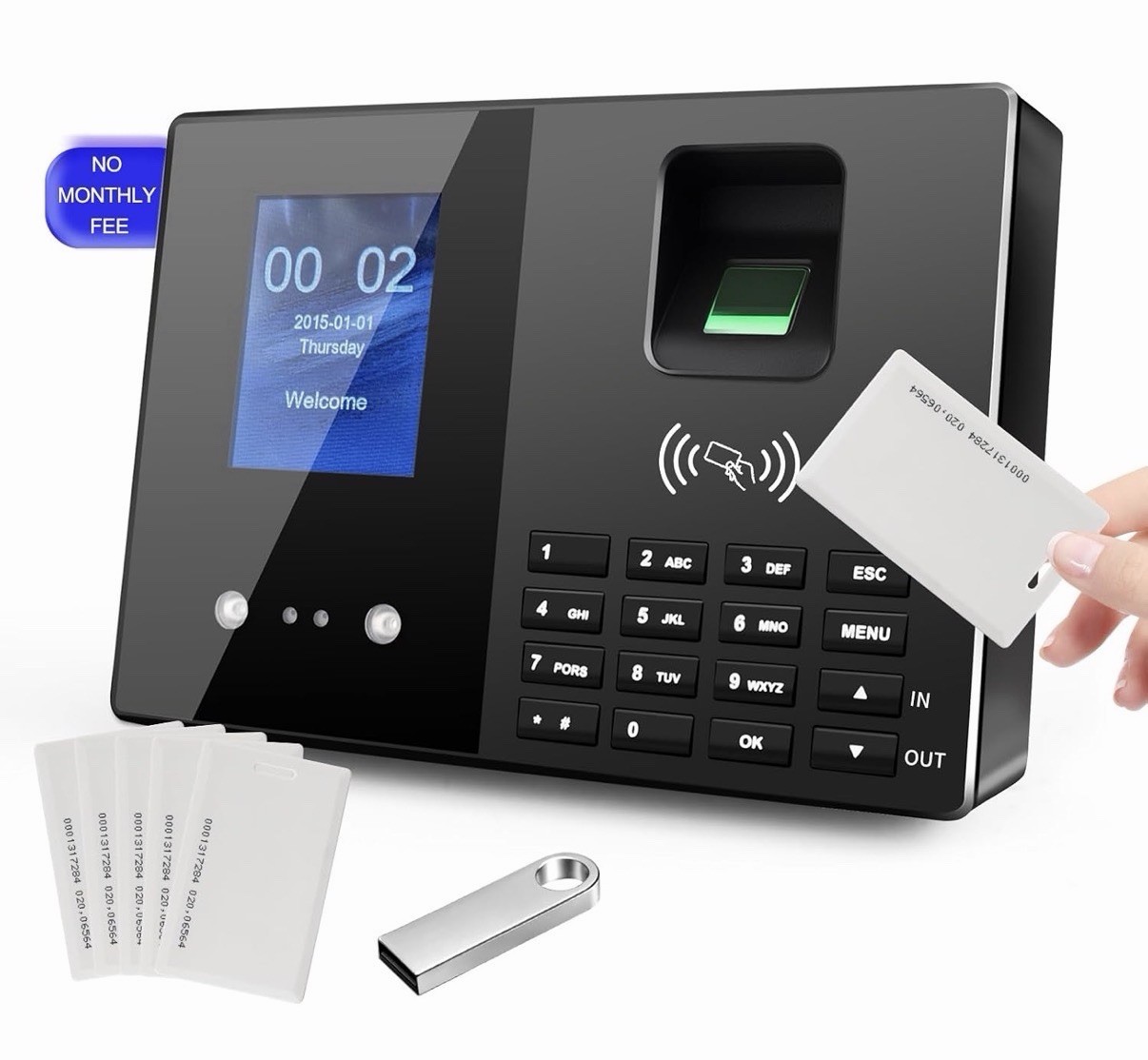 T200 Employee Fingerprint Time ClockRFID Badge Punch