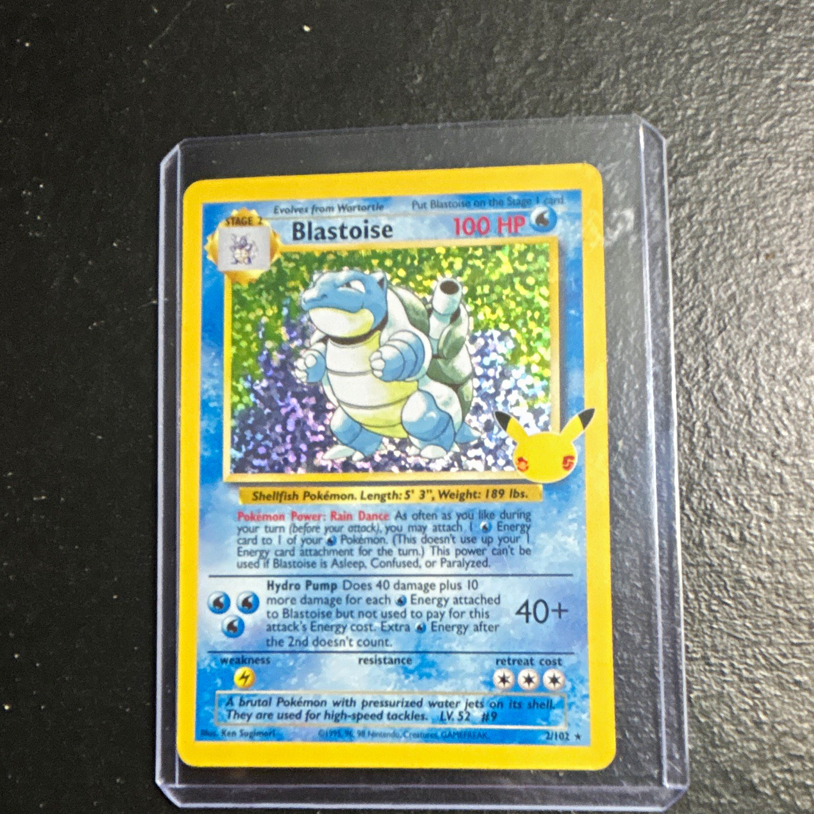 Pokemon TCG Base Set Blastoise 2/102 Holo Holographic English 1999 Stage 2