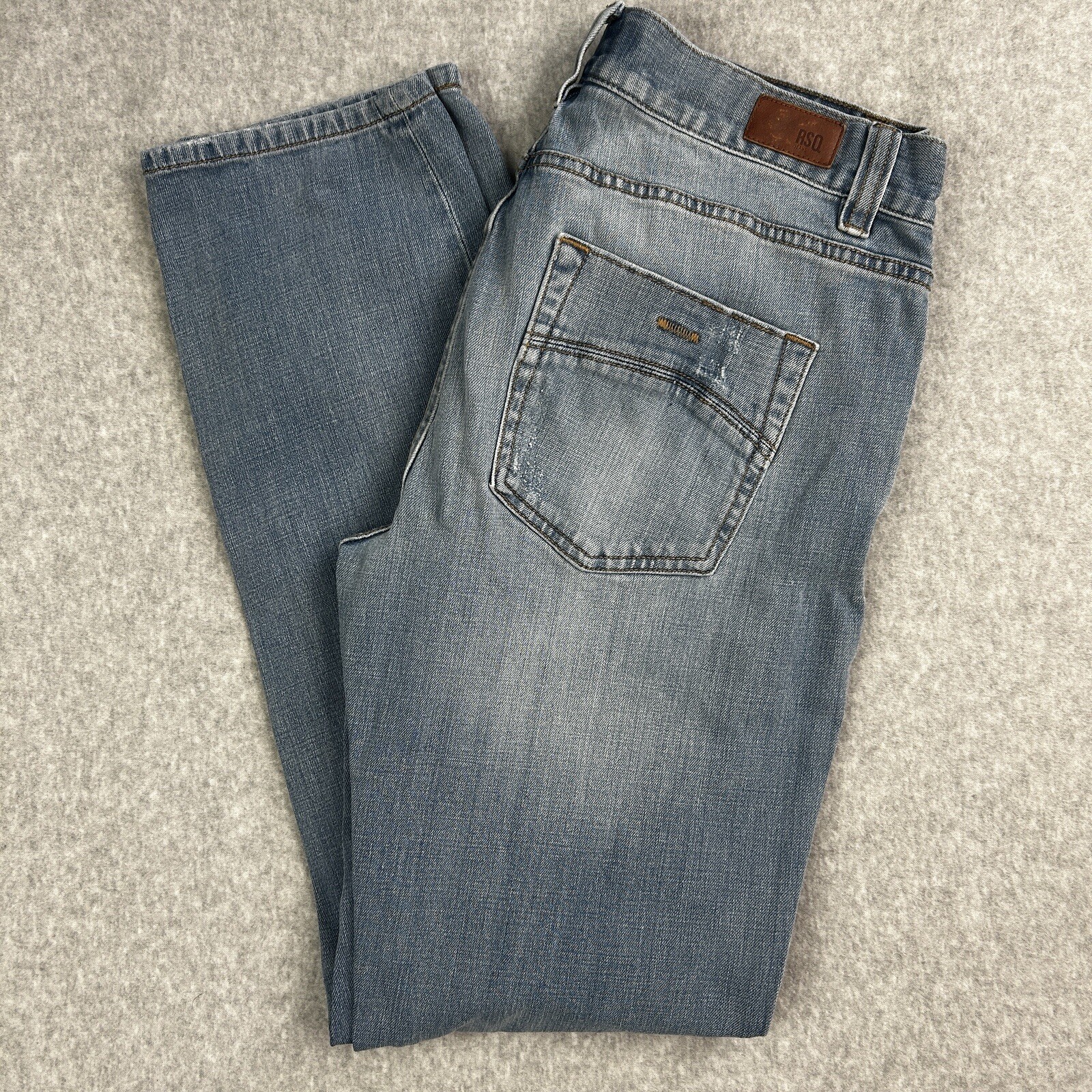 RSQ Seattle Skinny Tapered Jeans Mens 32 x 31 Light Wash Distressed RSQ Seattle Skinny Tapered Jeans Mens 32 x 31 Light Wash Distressed