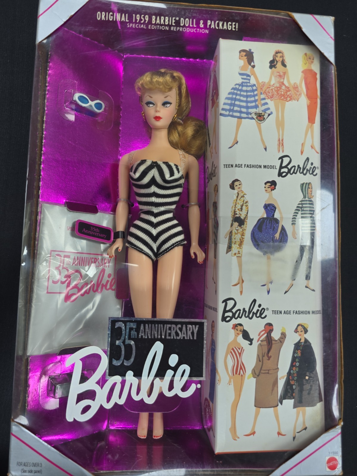 1993 Mattel 35th Anniversary Barbie 1959 Reproduction Doll NRFB Original Box 1993 Mattel 35th Anniversary Barbie 1959 Reproduction Doll NRFB Original Box