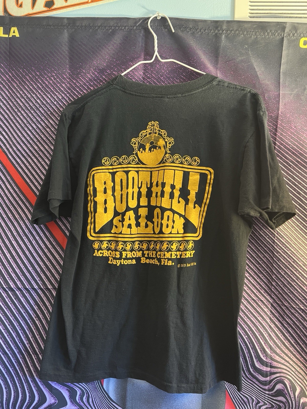 VTG 80s Boothill Saloon Mens Shirt Medium Black Single Stitch Daytona Motorcycle VTG 80s Boothill Saloon Mens Shirt Medium Black Single Stitch Daytona Motorcycle