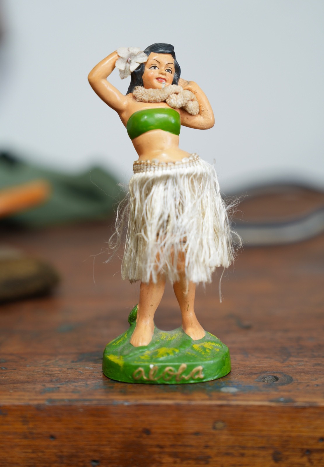 Vintage Hula Dancing Girl Nodder Bobble Head Car Dash Hawaiian ALOHA Japan 40s