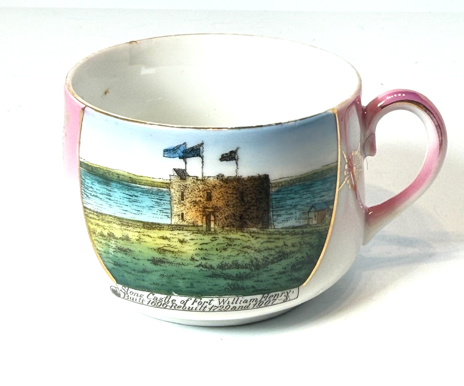 Fort William Henry in Pemaquid Beach, Maine ANTIQUE Souvenir CHINA TRINKET CUP