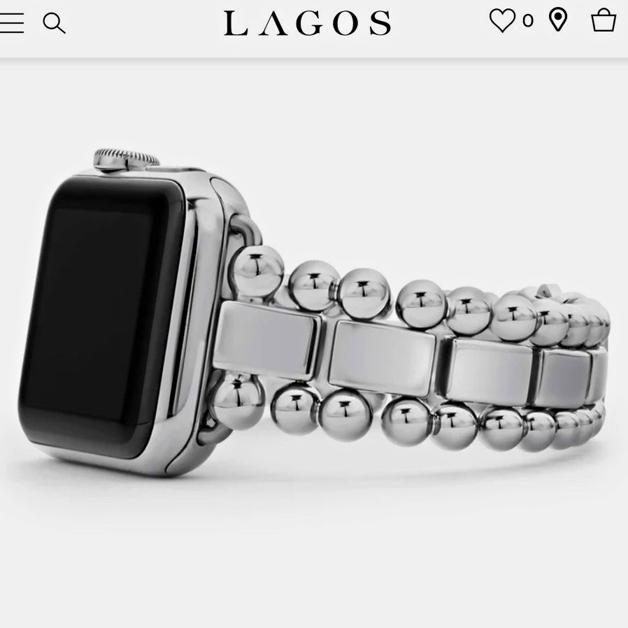 LAGOS Smart Caviar Stainless Steel Silver Bracelet Band for Apple Watch 38-45mm LAGOS Smart Caviar Stainless Steel Silver Bracelet Band for Apple Watch 38-45mm