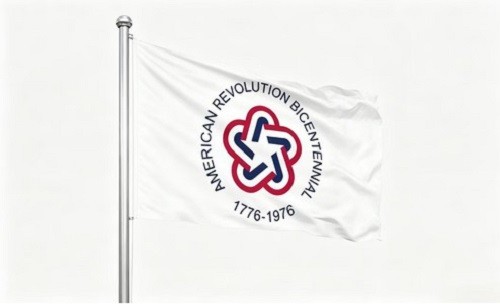 AMERICAN BICENTENNIAL 1776-1976 WHITE USA FLAG 100D BANNER GROMMETS 3X5