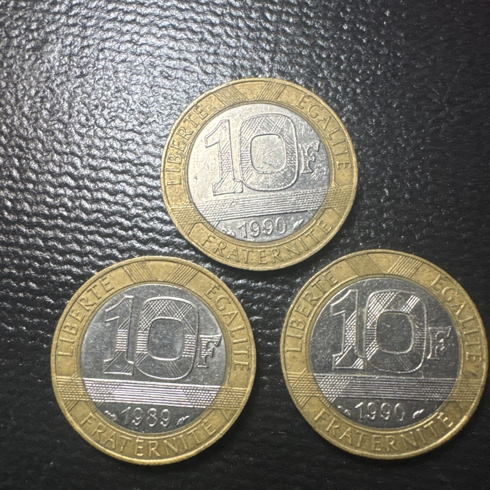 1989 and 1990 France 3x - 10 Francs coins  Circulated 