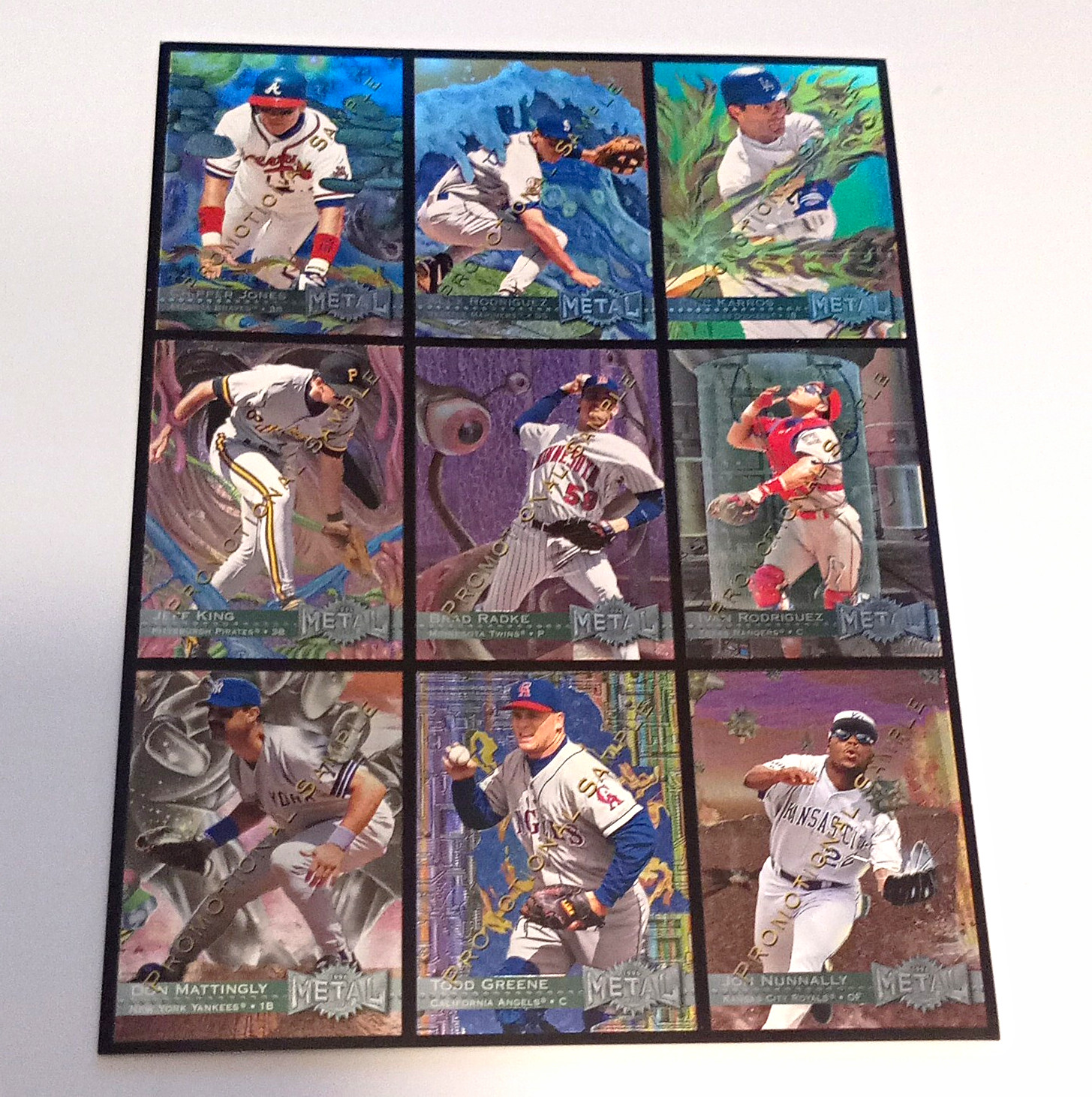 SkyBox Metal Universe 1996 Promo Sample MLB Baseball Card Lot of 9 Uncut