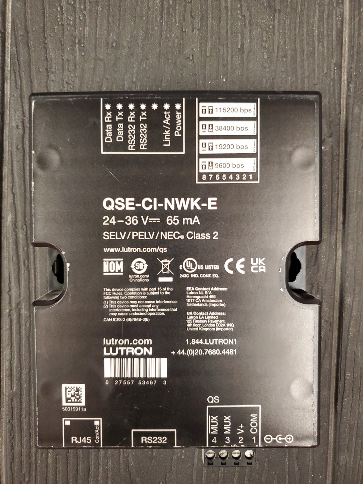 Lutron QSE-CI-NWK-E QS Ethernet Interface Module RS232 RJ45 Lutron QSE-CI-NWK-E QS Ethernet Interface Module RS232 RJ45