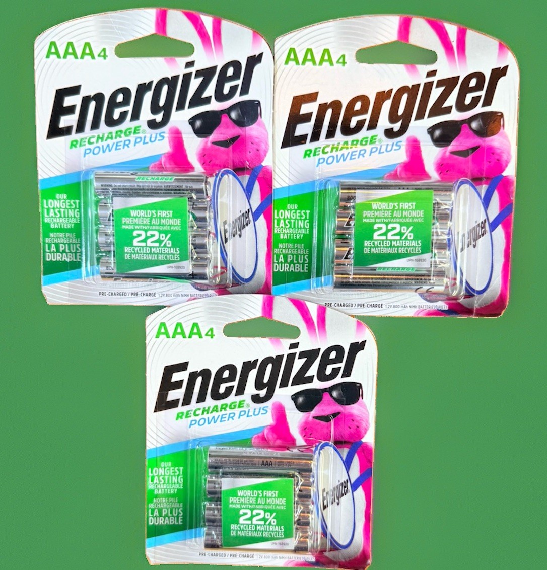 3 Pack Energizer NH15BP4 AAA 3x4 Rechargeable Batteries SEALED 12 Total Battery