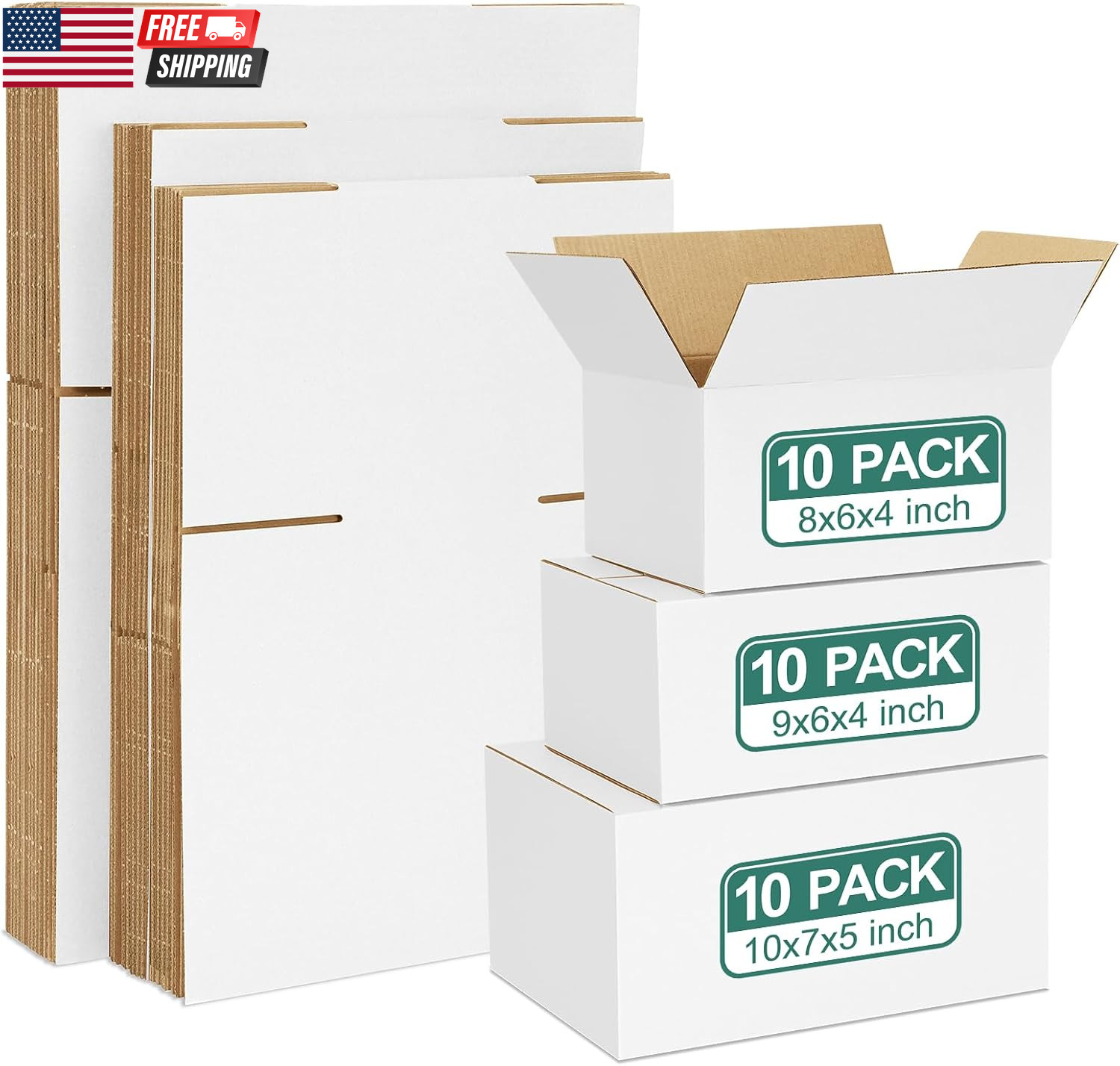 30 Pack Small Shipping Boxes Assorted Sizes, 8X6X4 & 9X6X4 & 10X7X5 10 PCS Each