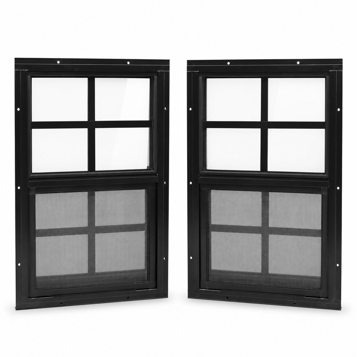 Shed Windows 2-Pack 12x18 Flush Mount Tempered Glass Sliding Window With Screen
