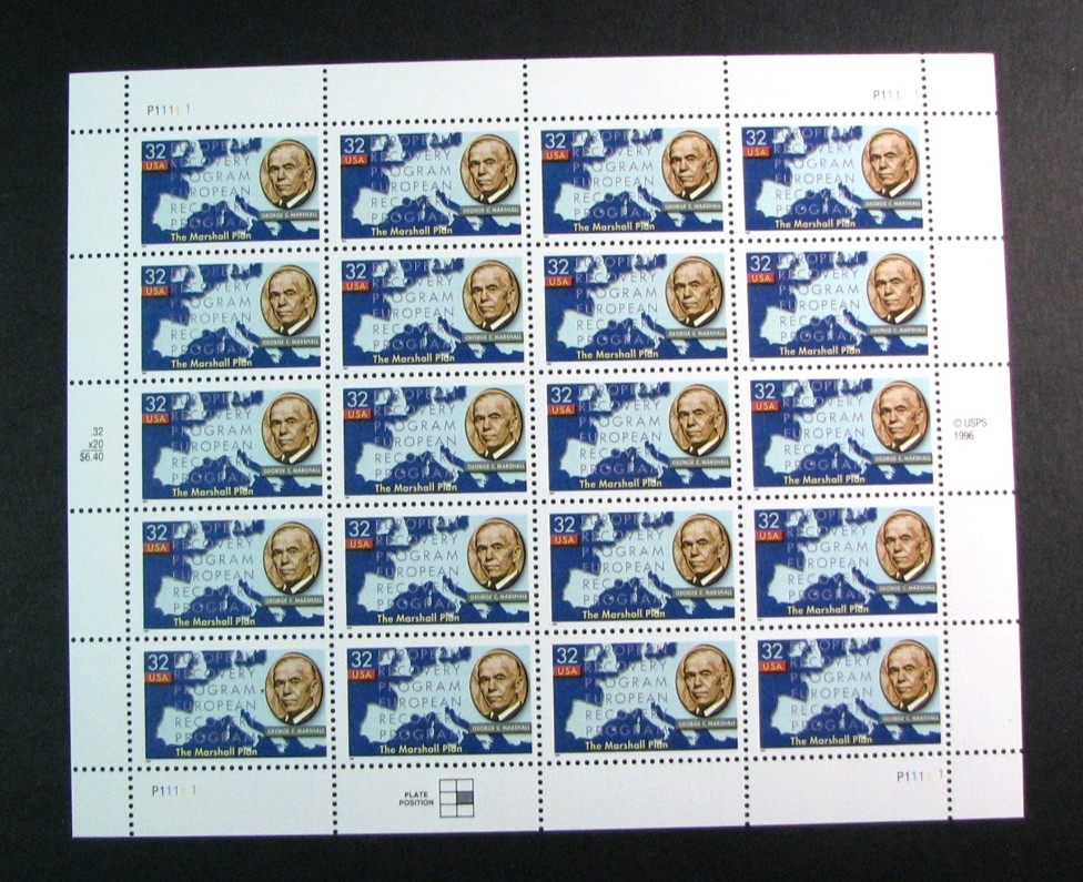 US Stamp Sheet Scott# 3141 Marshall Plan, 50th Anniv. 1997 MNH H343