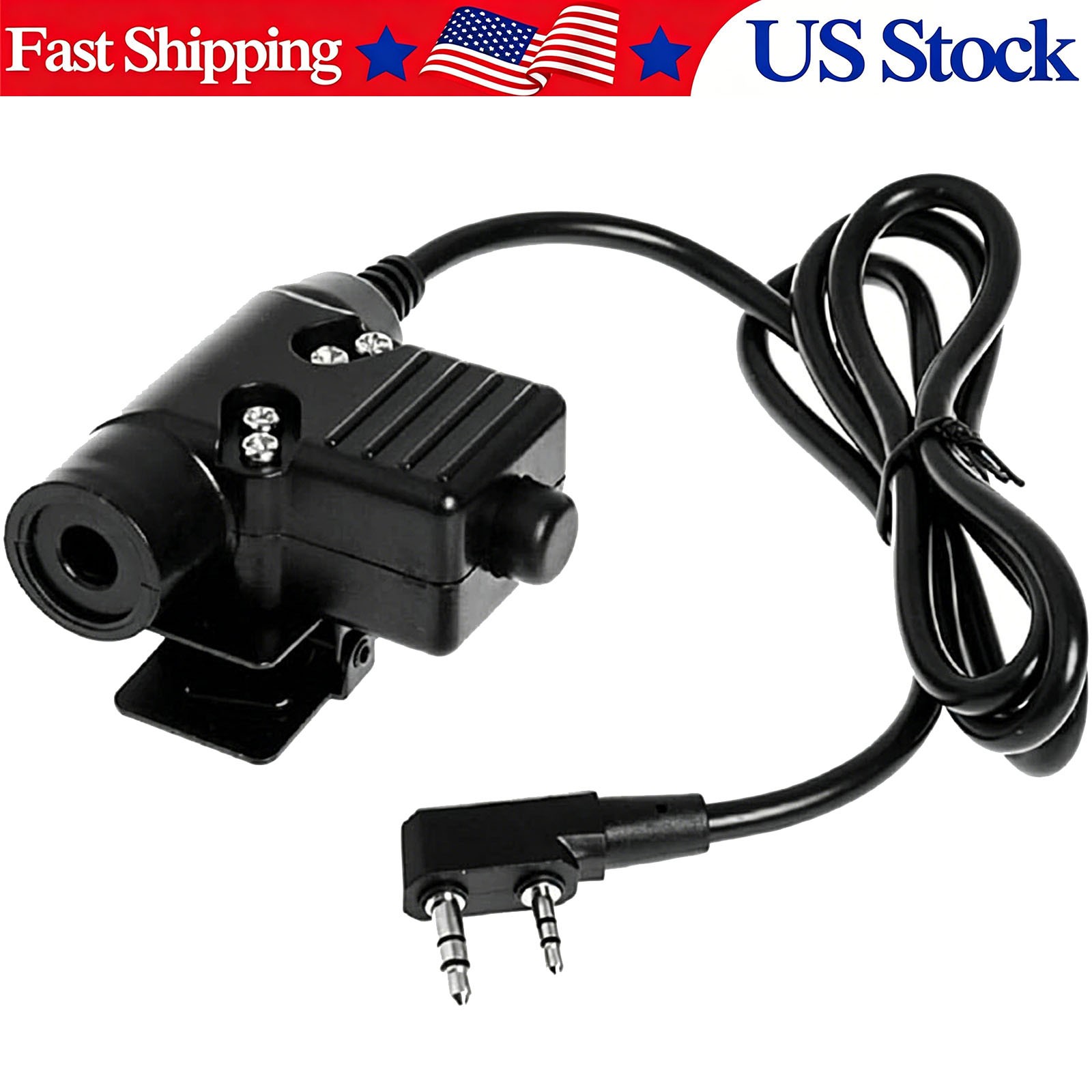 2-pin Kenwood U94 PTT Nato Connector Push-To-Talk For Baofeng Radio
