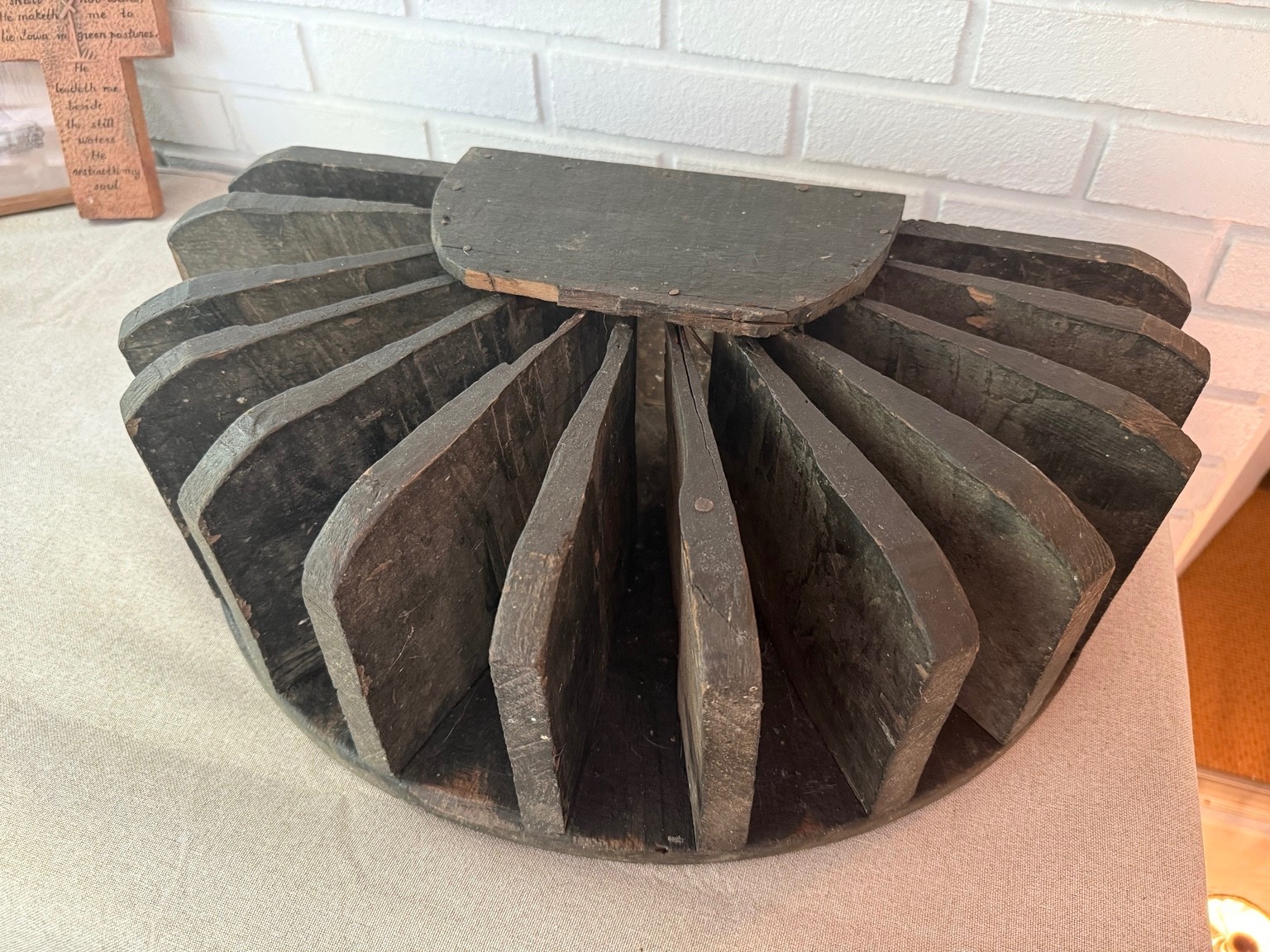 Antique Handmade 12-Slot Axe Tool Display Rack Logging Sawmill Folk Industrial