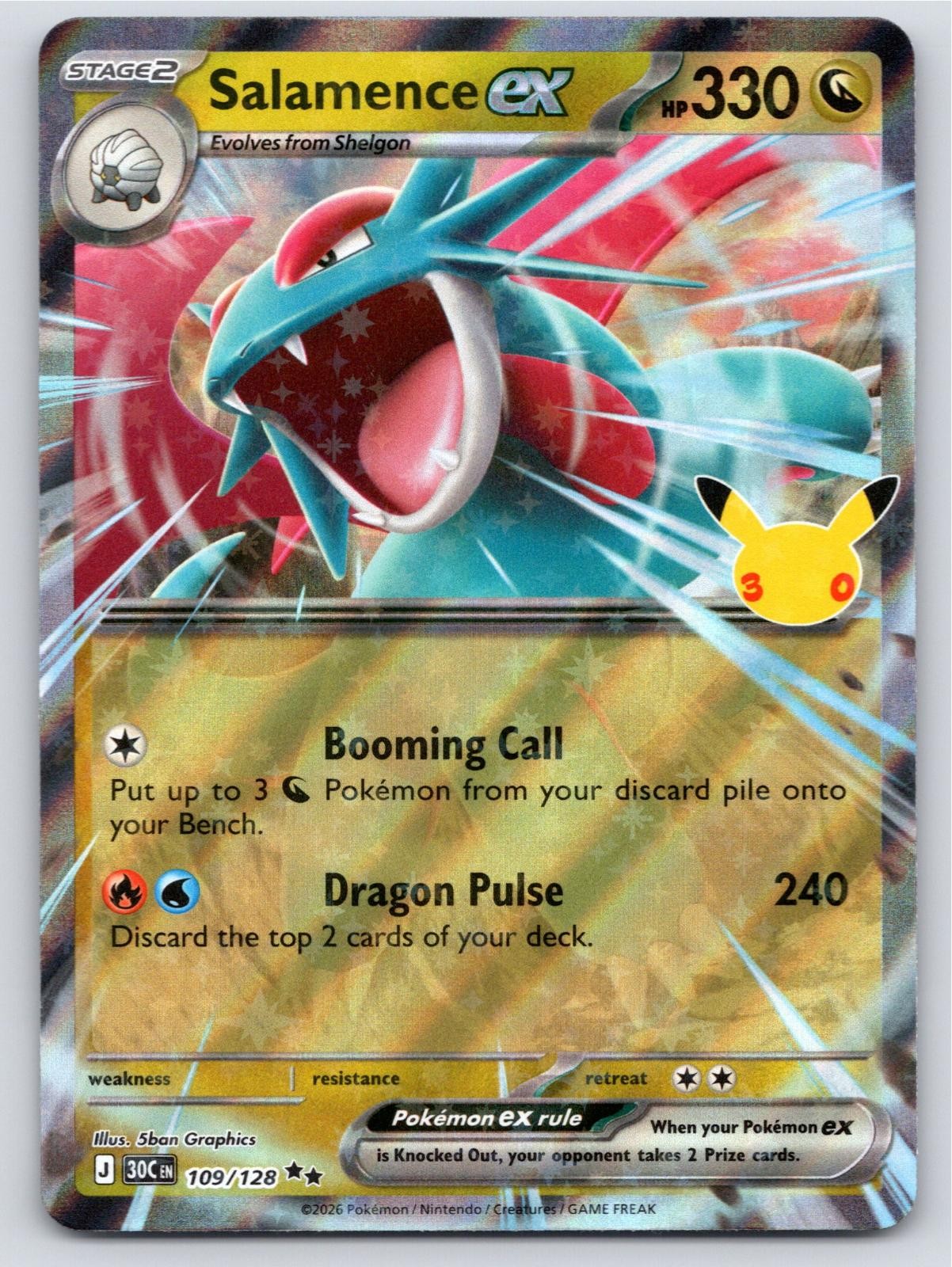 POKEMON ME: 30TH CELEBRATION SALAMENCE EX 109/128 HOLO RR NM A104285 FREE S&H POKEMON ME: 30TH CELEBRATION SALAMENCE EX 109/128 HOLO RR NM A104285 FREE S&H
