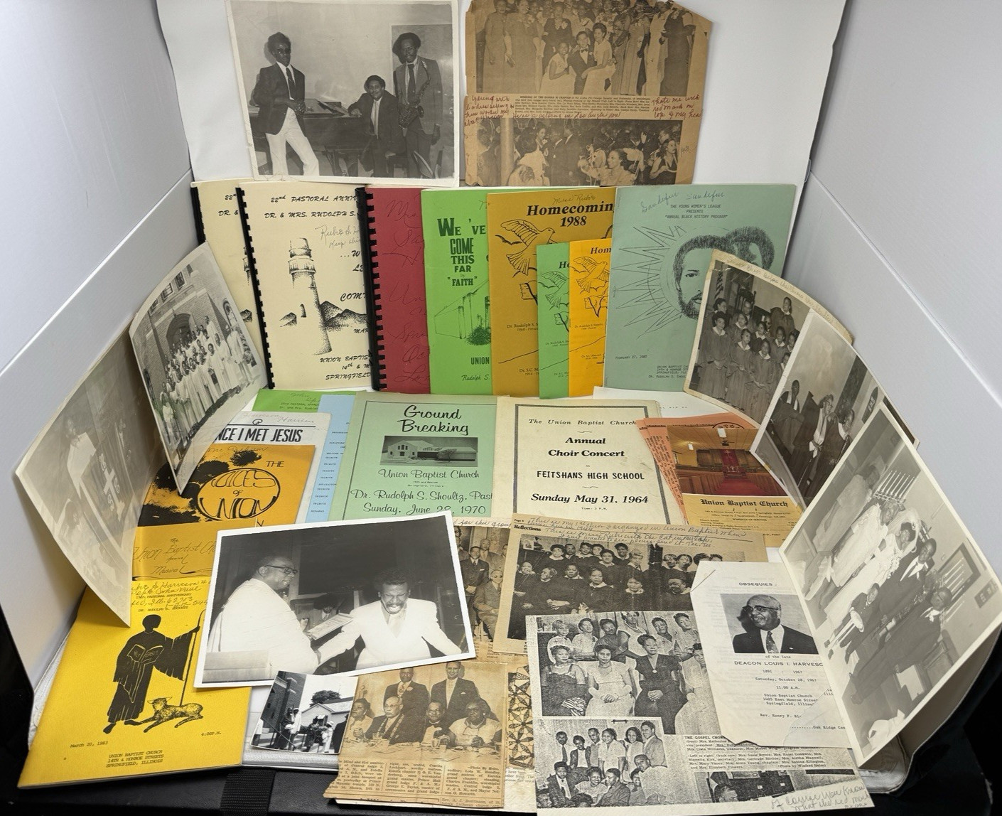 Black African American Union Baptist Church Springfield ILL. VTG LOT Photos, etc