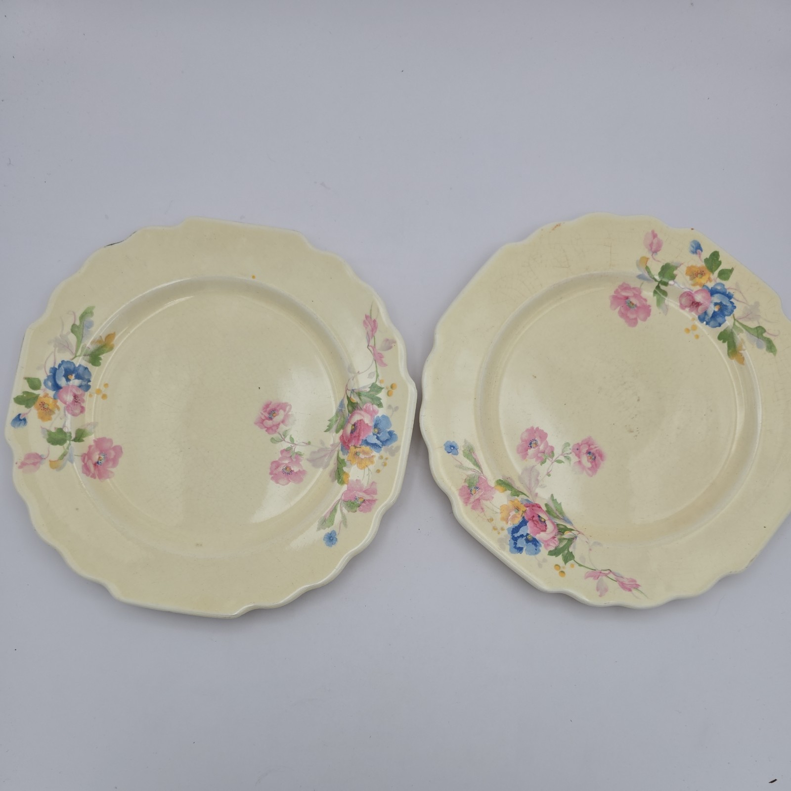 Vintage W.S. George Lido Canarytone Pair of Salad Plates Floral Pattern 7.75 Vintage W.S. George Lido Canarytone Pair of Salad Plates Floral Pattern 7.75
