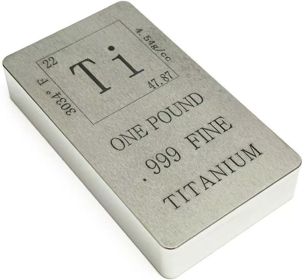 Titanium Ingot 1 Pound Periodic Table Design for Gifts 99.9% Pure Ti Bullion Bar Titanium Ingot 1 Pound Periodic Table Design for Gifts 99.9% Pure Ti Bullion Bar