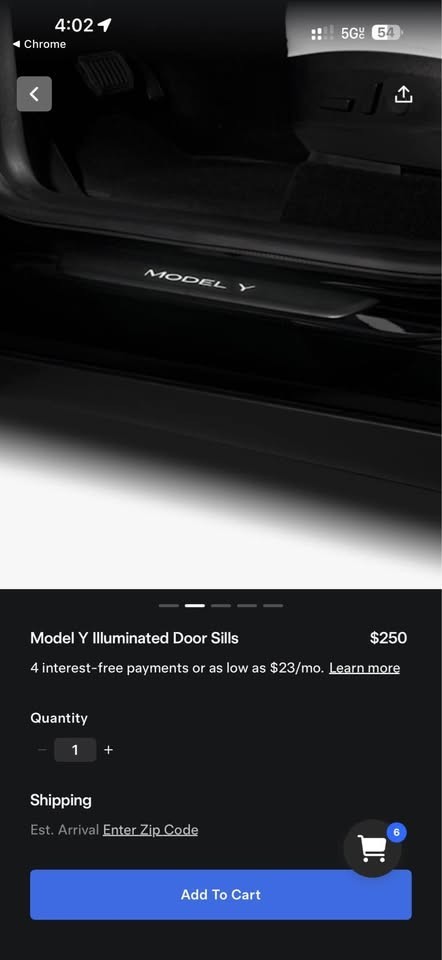 Original OEM Tesla Model Y illuminated door sill