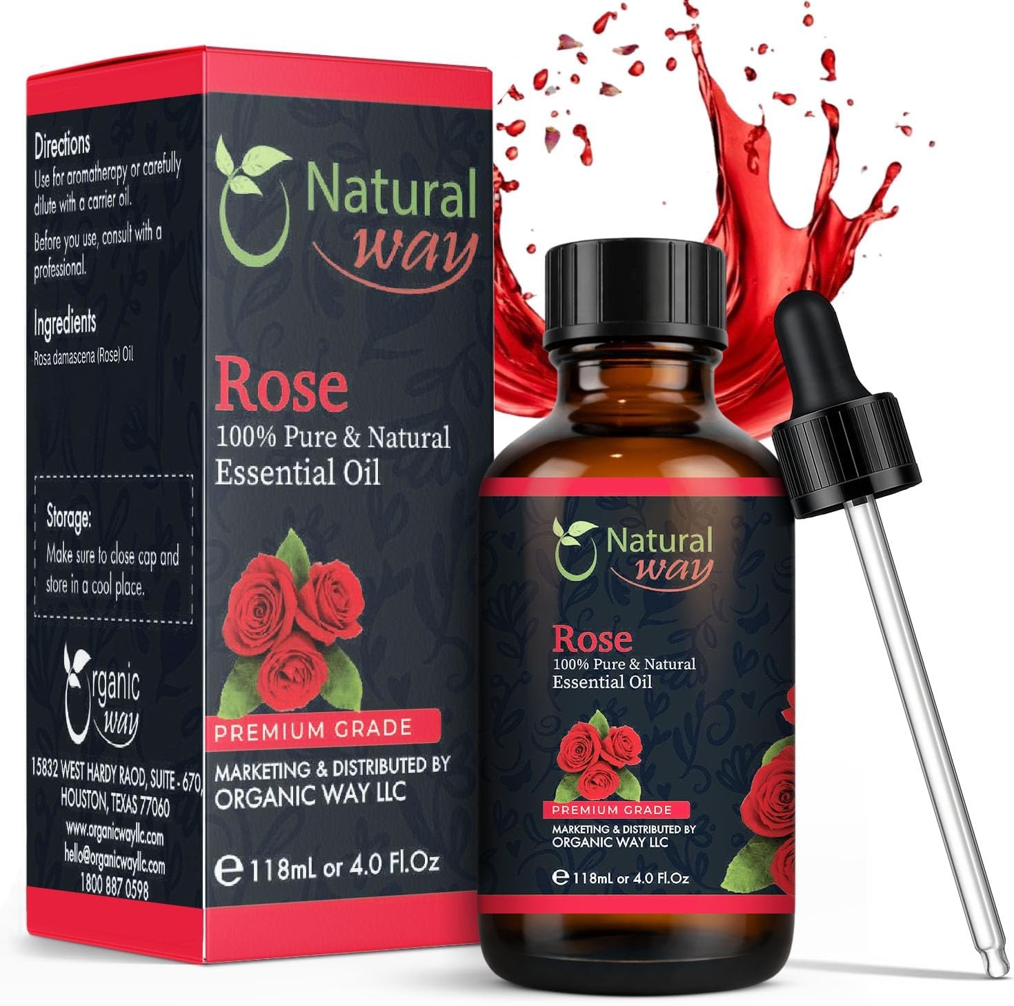 Rose Essential Oil | Premium Grade Essential & Massage Oils 4 Fl Oz (120 mL)