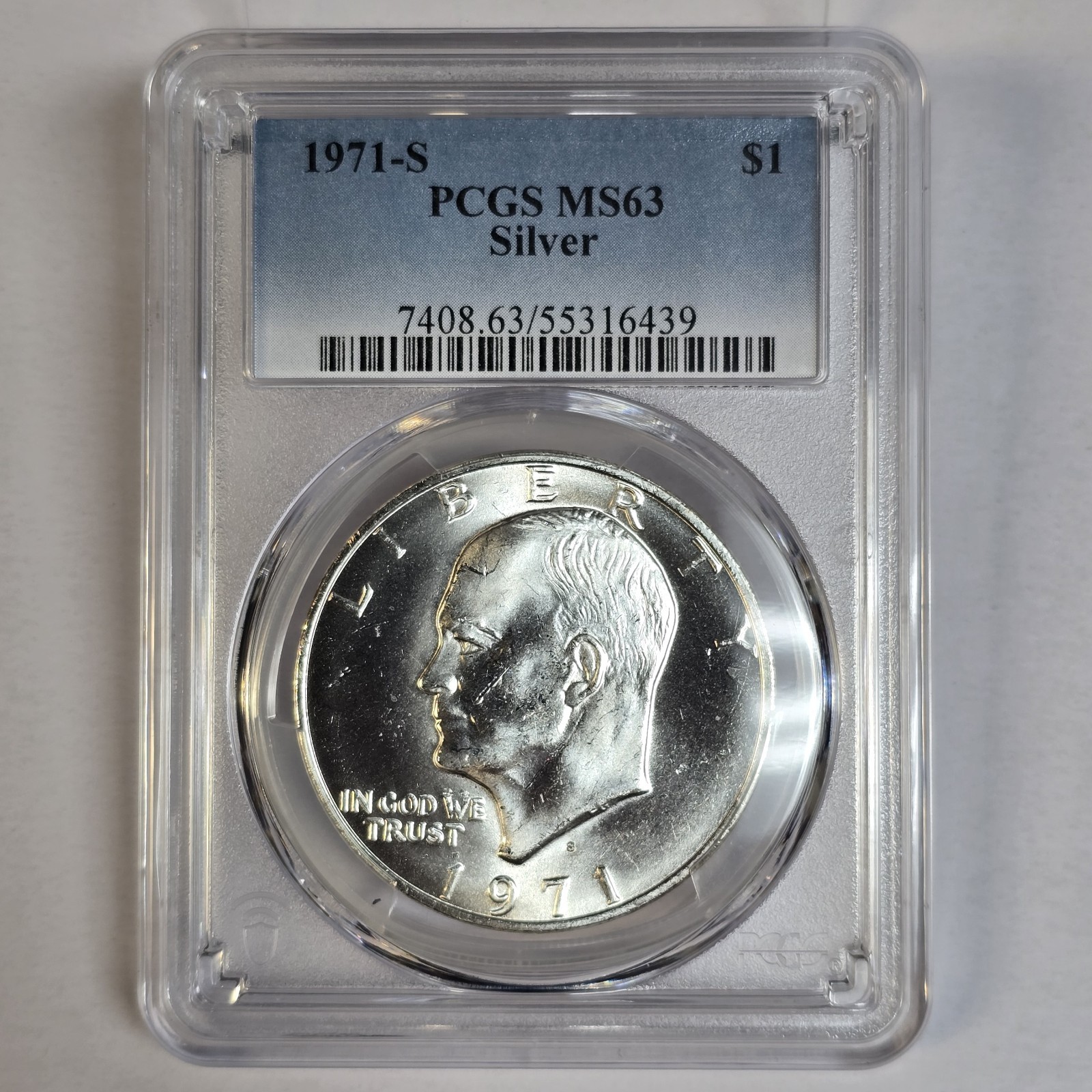 Silver Eisenhower Ike Dollar 1971 S PCGS Graded MS 63 Uncirculated $1 Coin Silver Eisenhower Ike Dollar 1971 S PCGS Graded MS 63 Uncirculated $1 Coin