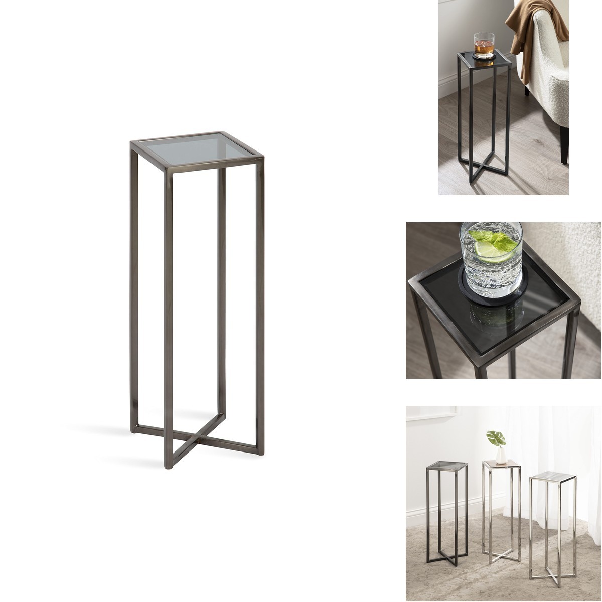 Kate And Laurel Jaspur Modern Drink Table, Gray, Decorative Glam Accent Table
