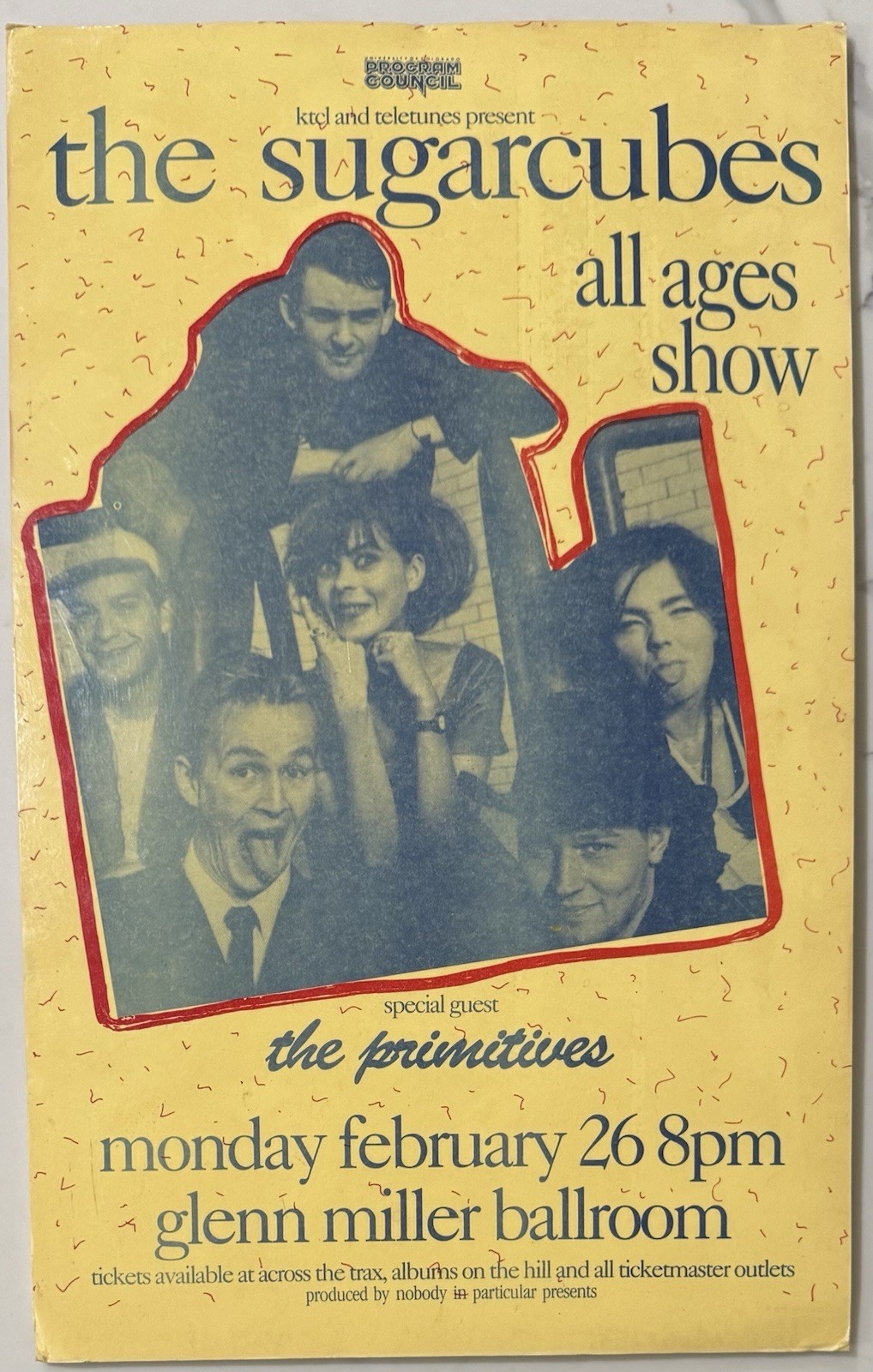The Sugarcubes + The Primitives 1990 Boulder, CO Concert Poster (16.25”x10”)