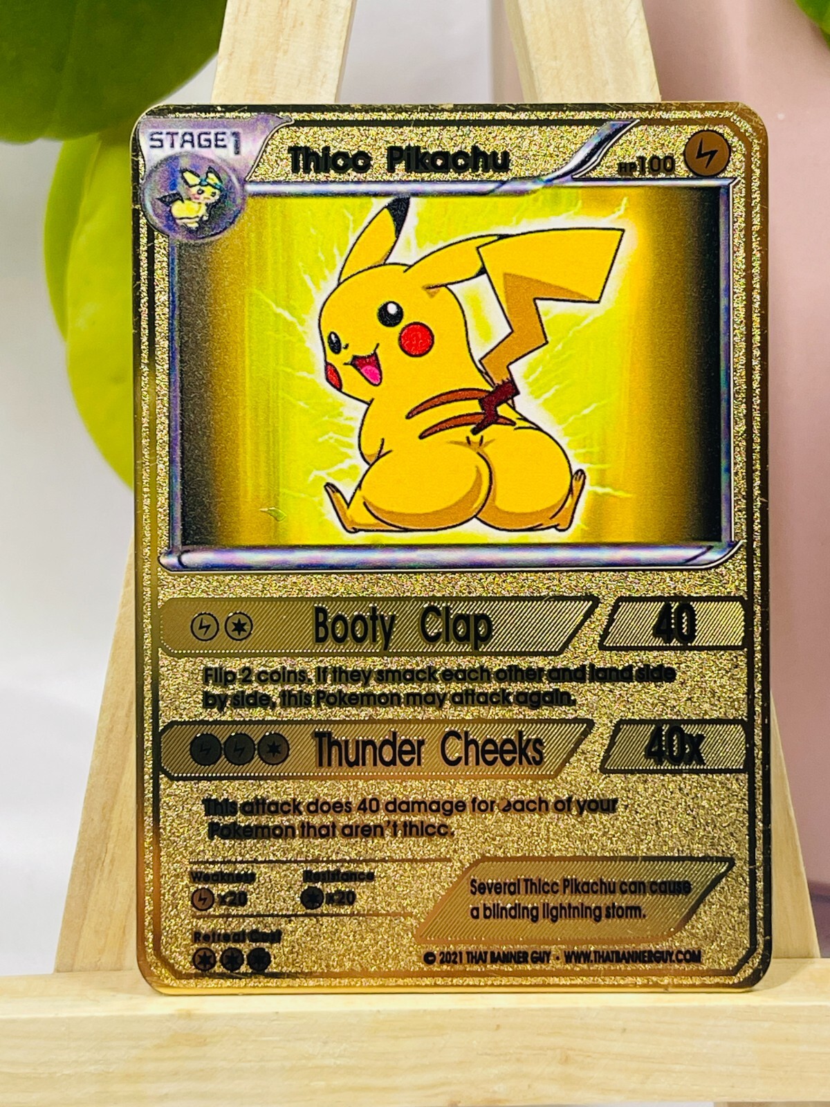 Thicc Pikachu Collectible Gold Metal Card For Display Only - Tracked Postage Thicc Pikachu Collectible Gold Metal Card For Display Only - Tracked Postage
