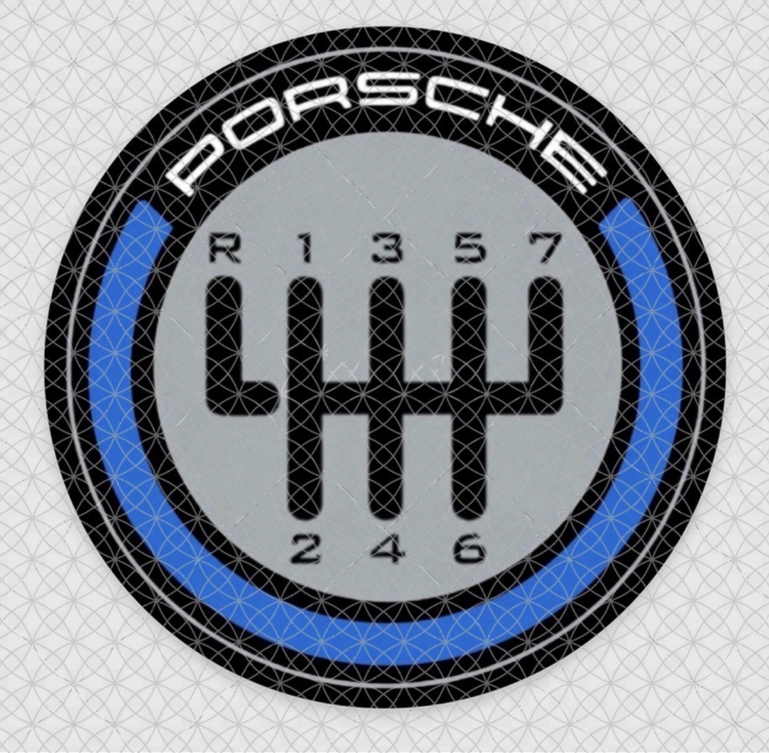 Porsche 7 Speed Manual Shift Pattern Decal - Blue Standard Print 991 992 718