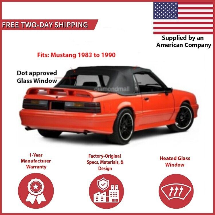 1983-90 Ford Mustang Convertible curtain w/ DOT Approved Glass Window Only